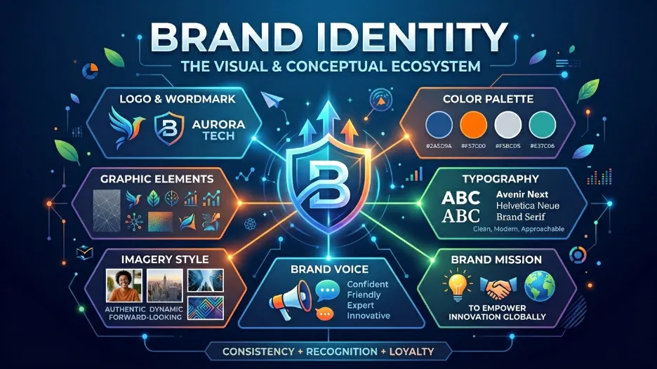 Creative brand identity design elements layout