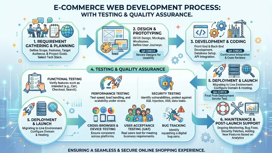 Ecommerce Web Dev Process with Testing and Quality Assurance