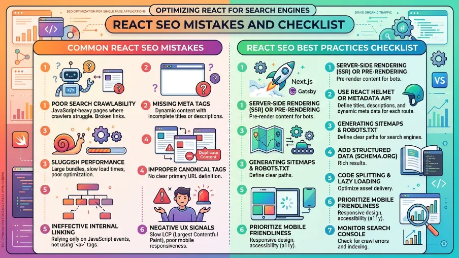 React SEO Mistakes and Checklist in 2026
