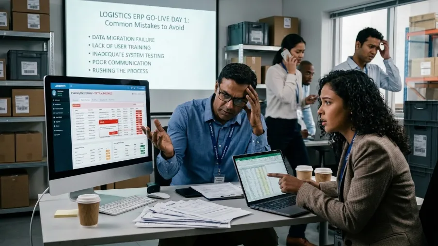 Checklist showing common ERP for logistics and supply chain business implementation mistakes to avoid