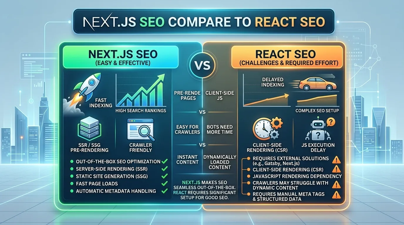 Next.js SEO Compare to React SEO