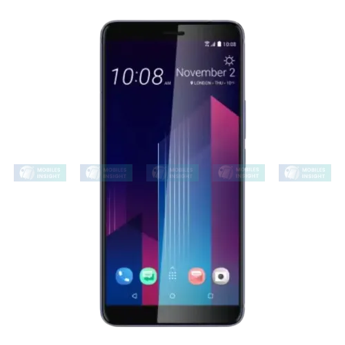 HTC U11+ displayed highlighting its sleek design and advanced features.